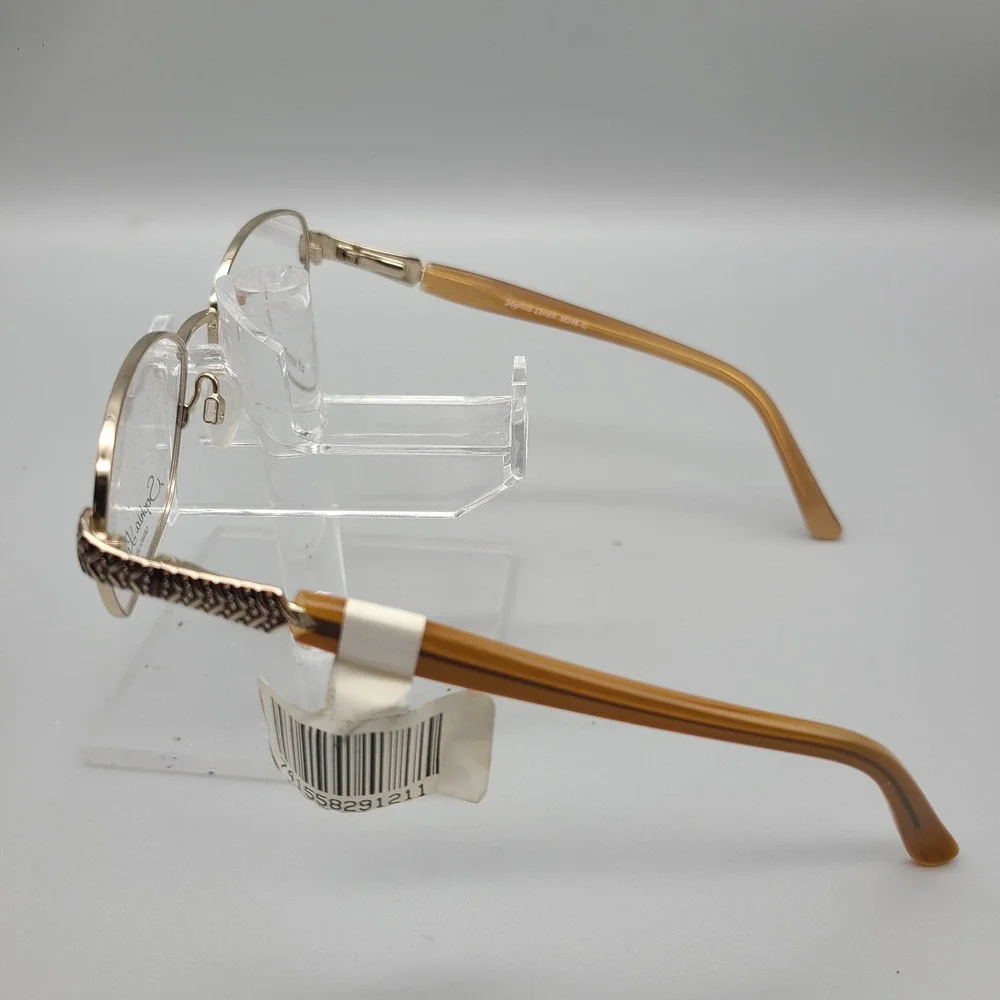 Sophia Loren M246 Zyloware Eyeglass Frames Cognac Gold Petite Fit 49-17-135 NEW